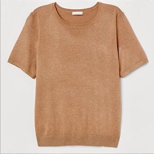 H&M Light Brown Knit Sweater Short Sleeve